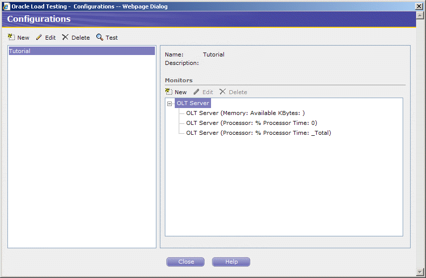 Configurations Dialog Box with Defined Monitors