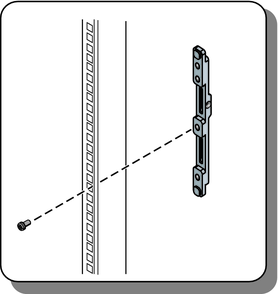 image:前面留め具を角穴型ラックに取り付けます。