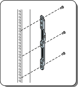 image:丸穴型ラックへの前側アダプタブラケットの取り付け。