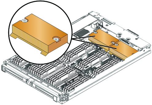 image:CPU とヒートシンク構成部品を示す図。