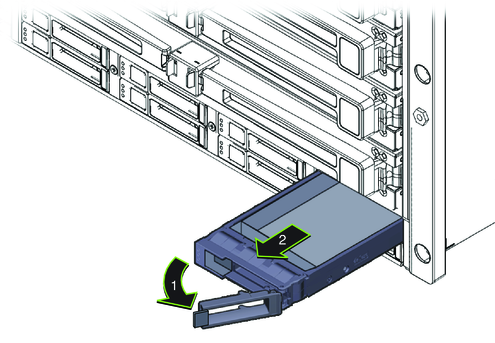 image:ハードドライブフィラーの取り外しを示す図。