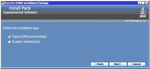 image:Gráfico que muestra las opciones de instalación típica y personalizada disponibles en el paquete de instalación.