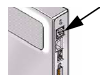 This graphic shows a partial rear view of the Sun Ray 3 Plus Client. An arrow points to the Ethernet port's LEDs.