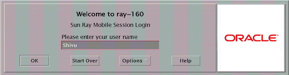 用户字段已填充的 NSCM 登录对话框的屏幕抓图。
