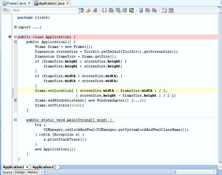 Breakpoint in Source Editor
