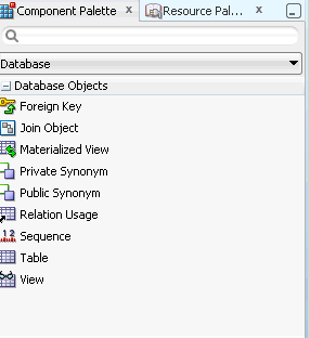 database component palette