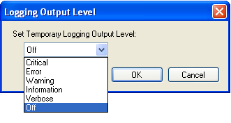 Logging Output Level dialog box.