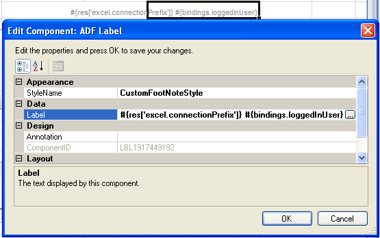 ADF Label component displaying output from a managed bean