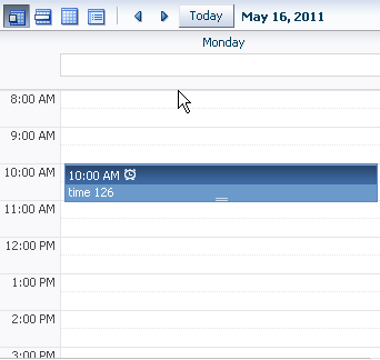 Toolbar in Day View of a Calendar