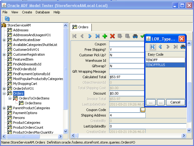 LOV attribute values in tester