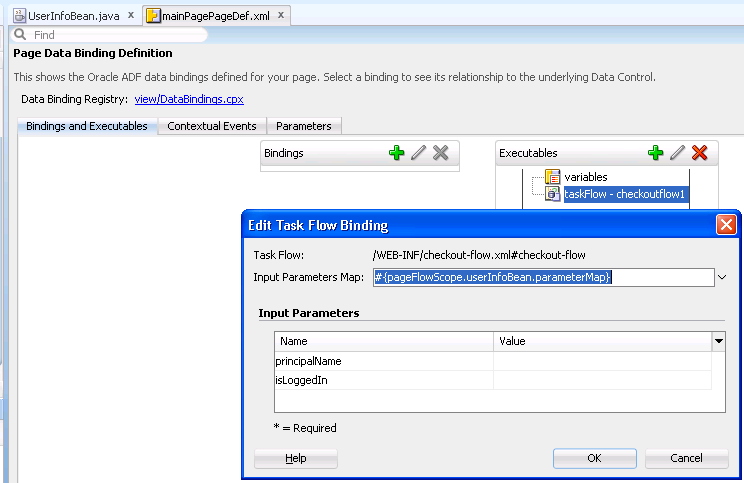 Parameter Map Property for Task Flow Binding