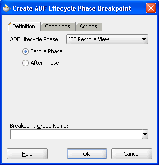 Create ADF Lifecycle Phase Breakpoint dialog