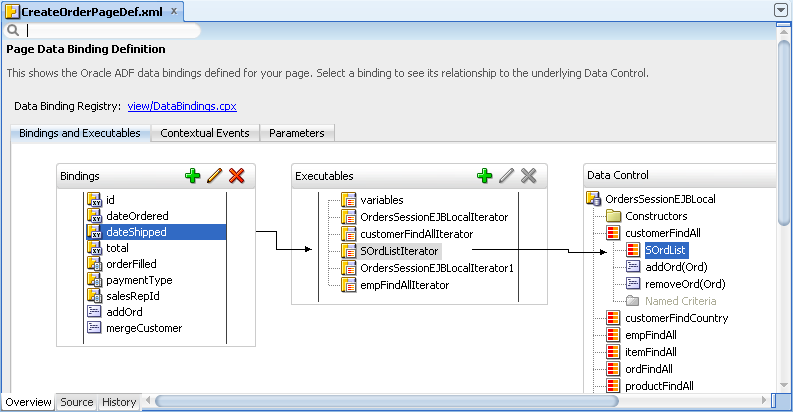 Overview editor for a page definition file