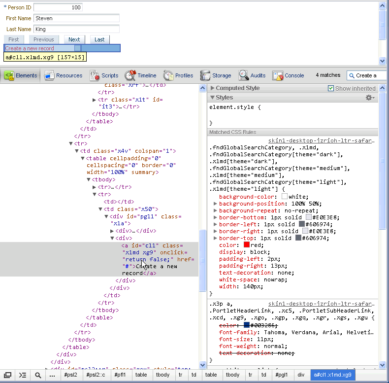 Compressed Style Class Name from an ADF Skin