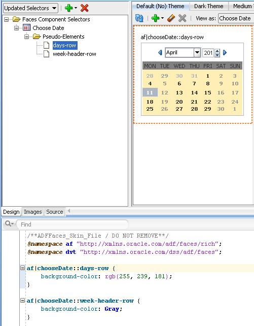 Pseudo-Elements for the Choose Date Component
