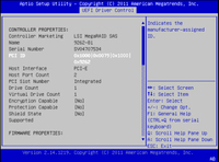 image:This figure shows the BIOS LSI MegaRAID Configuration Utility Controller Management screen.