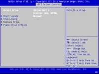 image:This figure shows the BIOS LSI MegaRAID Configuration Utility Virtual Drive Management screen.