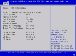 image:This figure shows the Main Menu Socket 0 CPU Information screen.