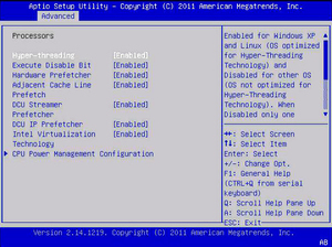 image:This figure shows the Advanced Processors screen.