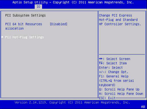 image:This figure shows the PCI Subsystem Settings screen.