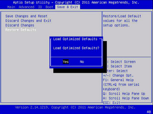 image:This figure shows the Restore Defaults screen.