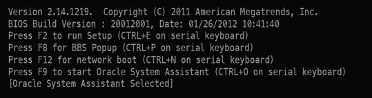 image:Oracle System Assistant Boot messages