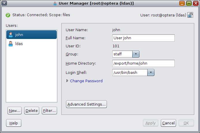 image:This figure shows the main panel of the User Manager GUI.