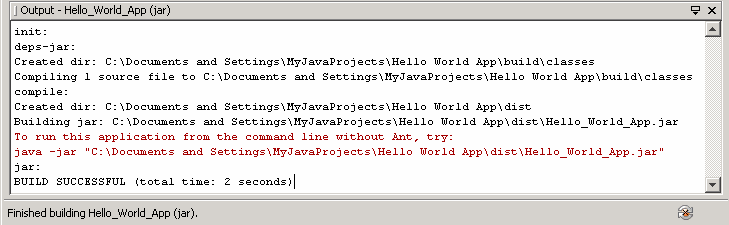 OutputウィンドウでHelloWorldプロジェクトのビルド結果を表示