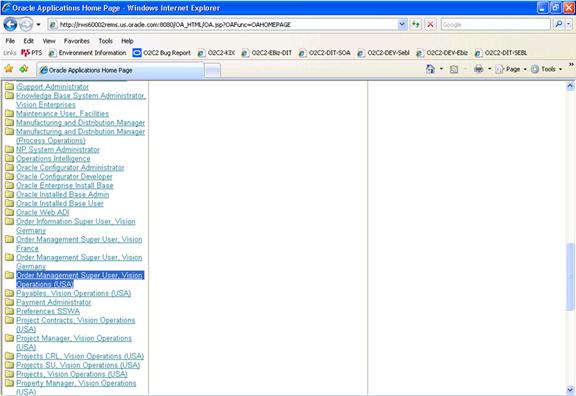 Oracle Applications Home Page Example