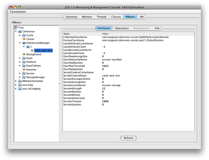 JConsoleブラウザに表示されたHttpSessionManagerMBean