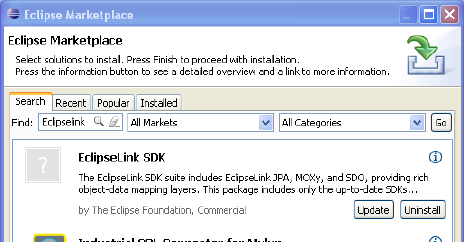 Eclipse Marketplace内のEclipseLink SDK