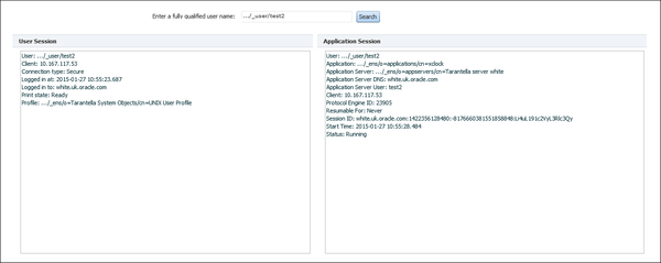 User monitoring page for Oracle Secure Global Desktop target