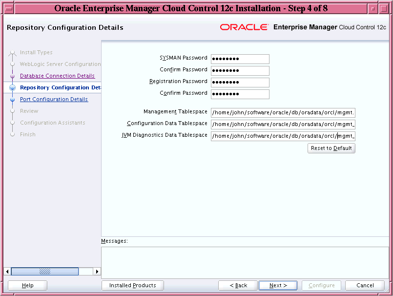 「リポジトリ構成の詳細」画面