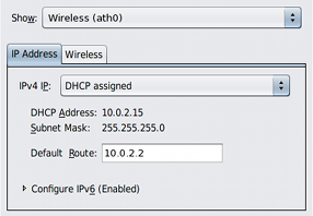 image:「IP アドレス」タブが前面にある「接続プロパティー」ビューの画像