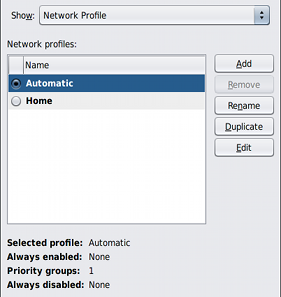 image:Network Preferences(네트워크 기본 설정) 대화 상자의 Network Profile(네트워크 프로파일) 뷰 그래픽