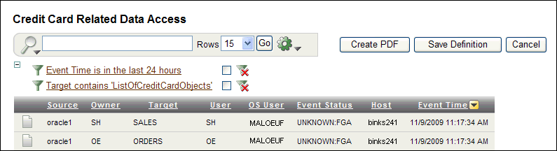 Save Definition Button