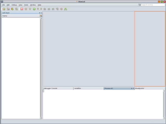 image:"Call Stack"（调用堆栈）窗口的轮廓处于选项卡区域右上方的 dbxtool 窗口