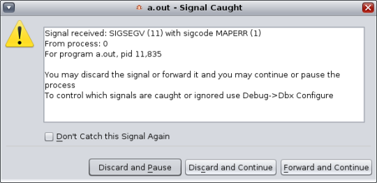 image:"Signal Caught"（捕获的信号）警报框