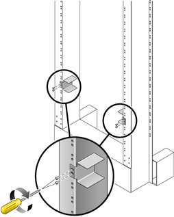 image:Figure showing how to install the rail guides in the rack.
