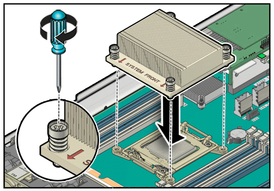 image:The illustration shows installing the heat sink.