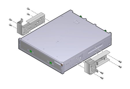 image:Figure showing how to secure the side brackets to the server.