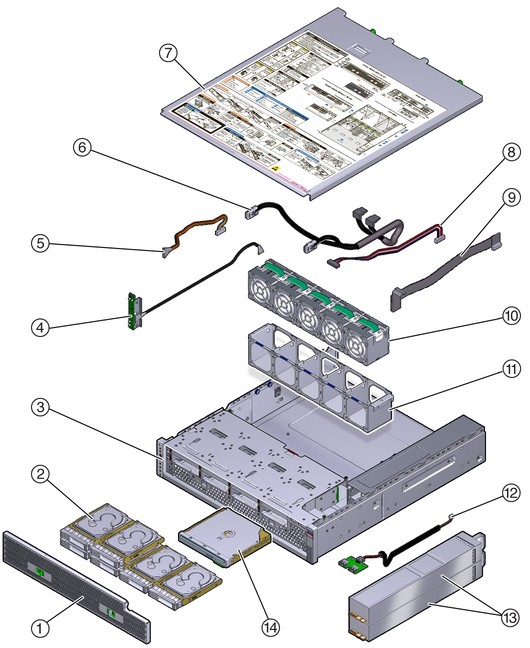 image:The illustration shows an exploded view of the system.
