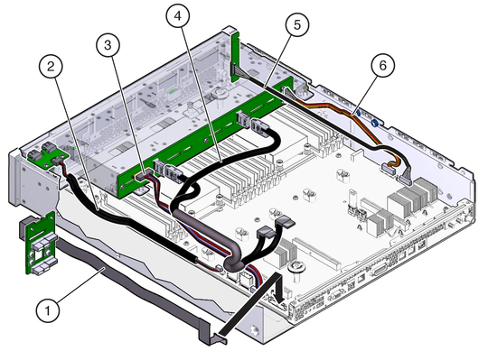 image:The illustration shows cable routing through the chassis.