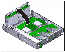 image:The illustration shows pivoting the drive cage up.