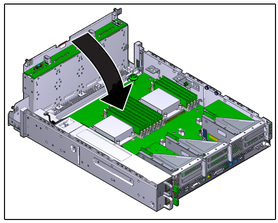 image:The illustration shows pivoting the drive cage down.