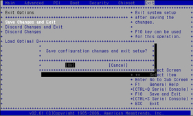 image:This figure shows the settings on the BIOS Save and Exit window.
