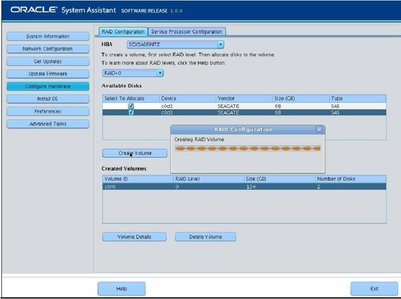 image:Screen showing the Creating RAID Volume information box.