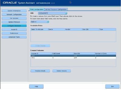 image:Screen showing the results of the RAID configuration.