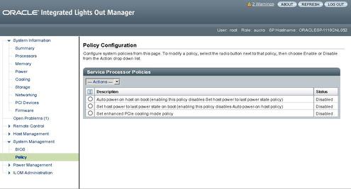 image:window showing options for configuring management policies.