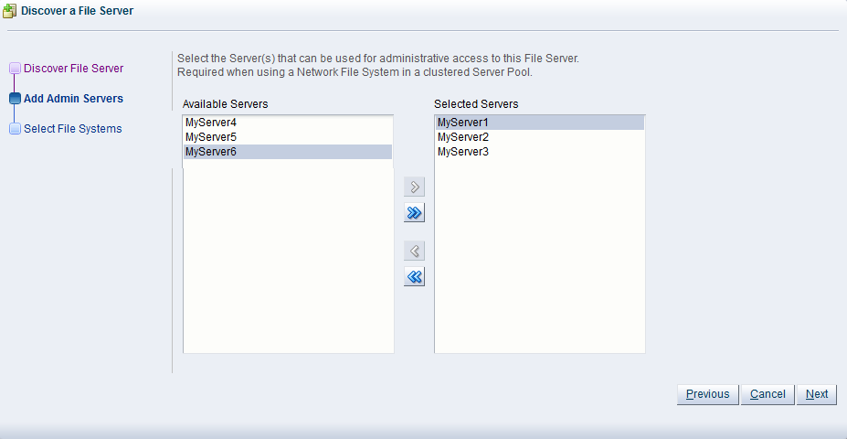 This figure shows the Add Admin Servers dialog box.